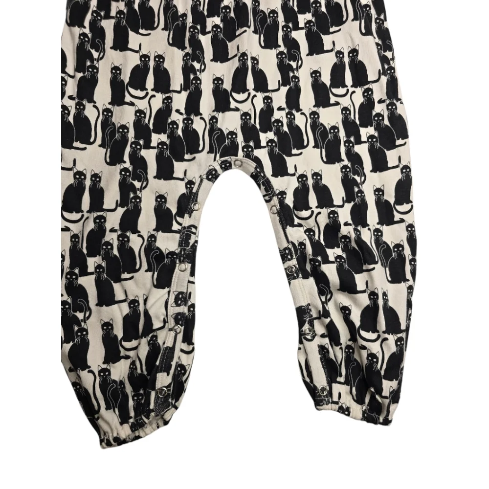 NWT Kate Quinn Bamboo Long Bubble Sleeve Jumpsuit Black Cat Romper & Headband - Picture 3 of 11